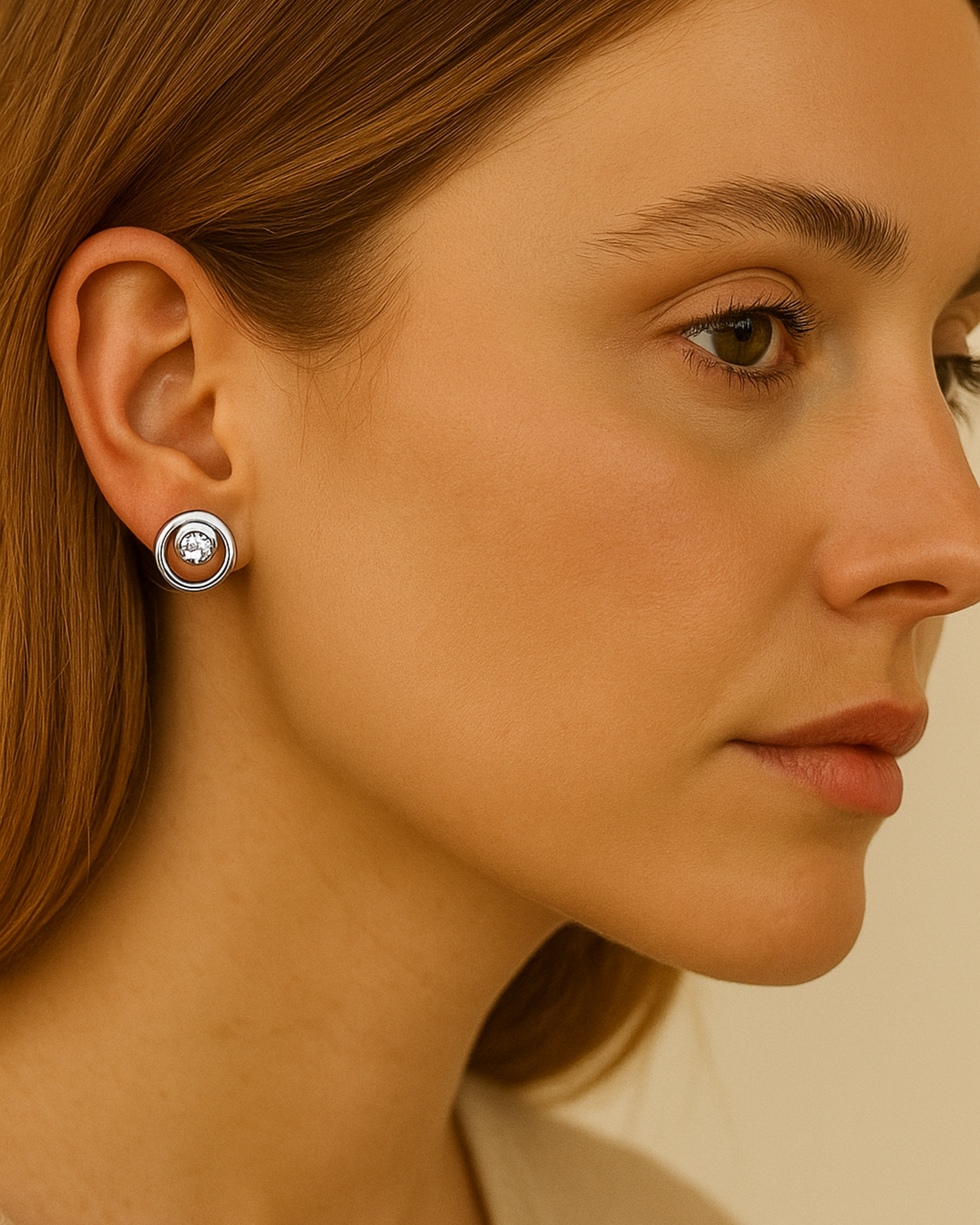 Green & Silver Moon Stud Earrings
