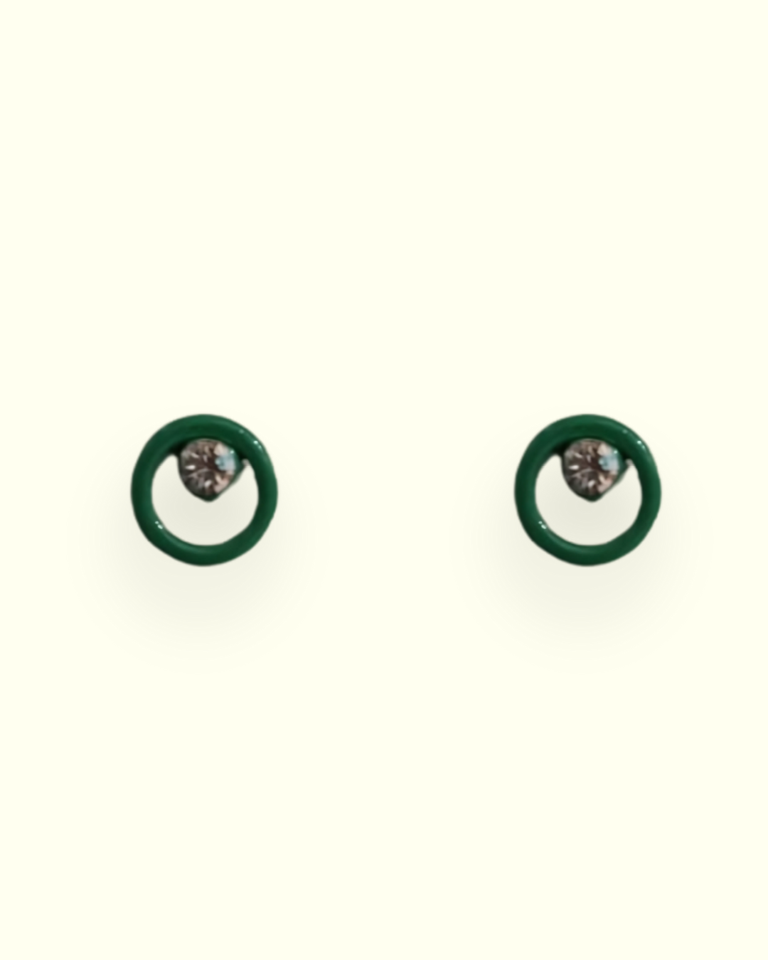 Green & Silver Moon Stud Earrings