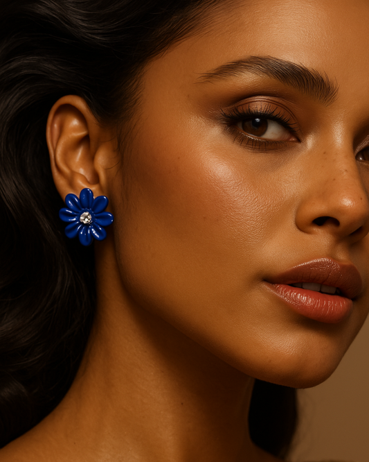 Flower Shaped Lapis Lazuli Earrings