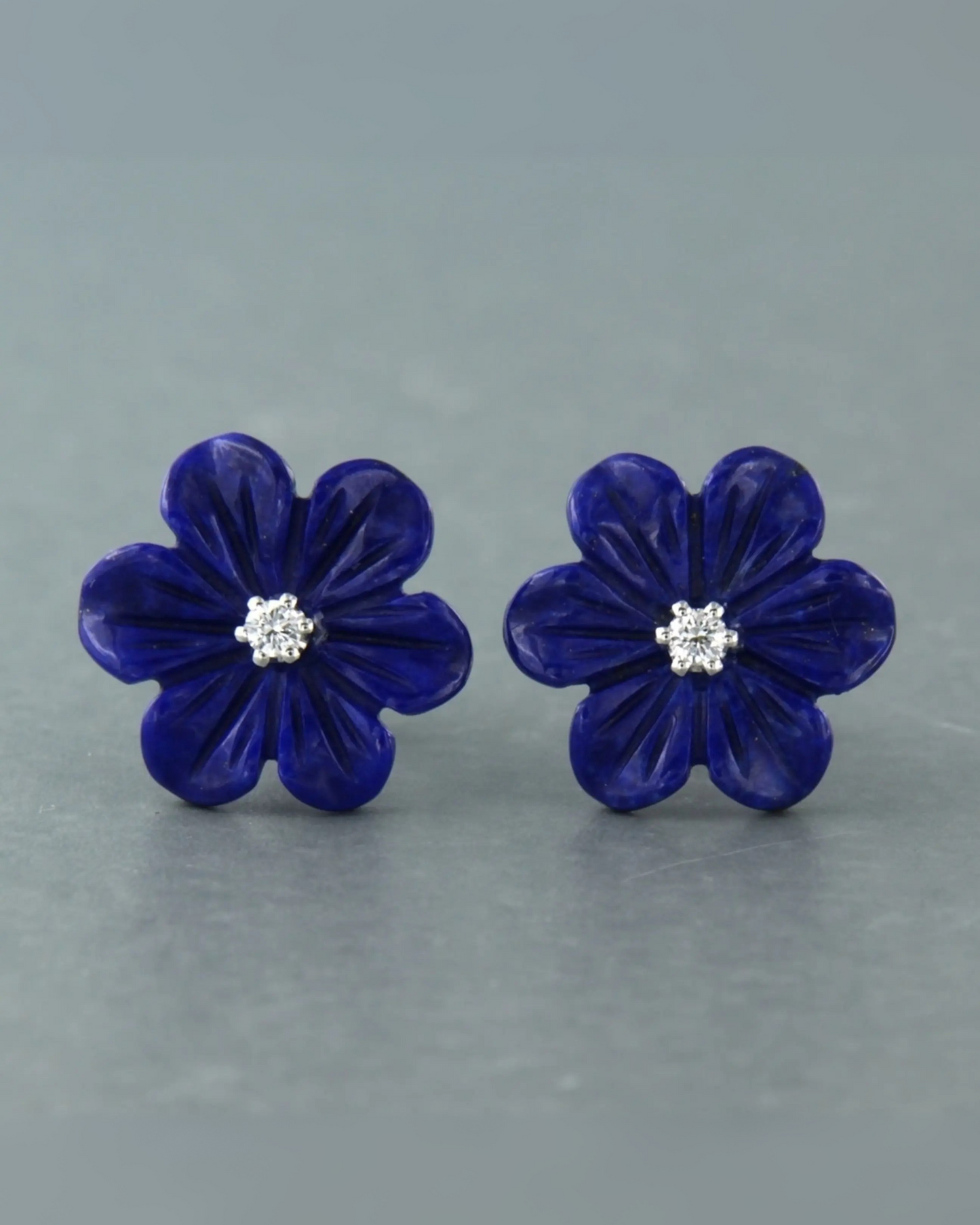 Flower Shaped Lapis Lazuli Earrings