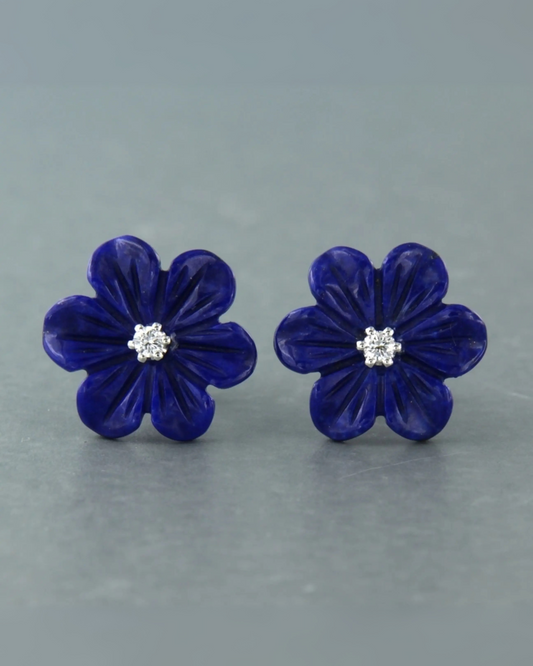 Flower Shaped Lapis Lazuli Earrings