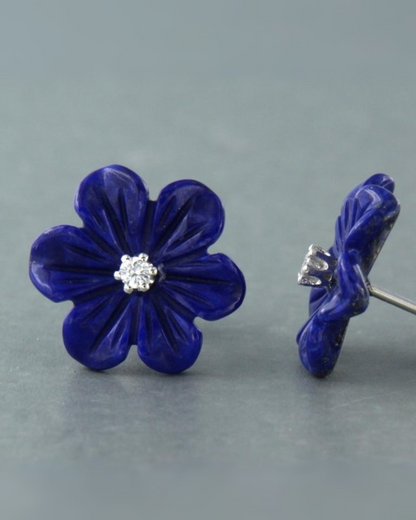 Flower Shaped Lapis Lazuli Earrings