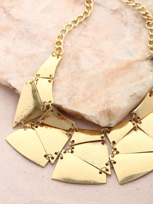 Antique Gold Geometric Statement Necklace