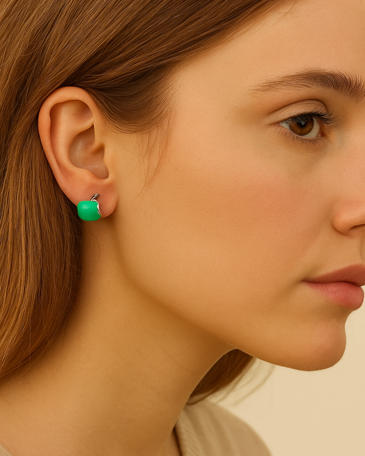 Sterling Silver Green Apple Earring