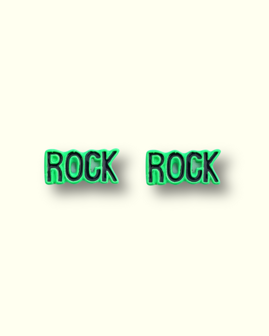 Green ROCK Statement Stud Earrings
