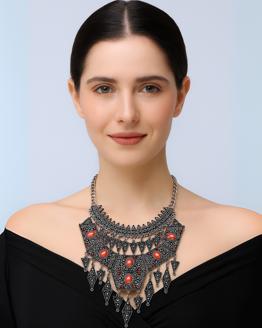 Beaded Tassel Statement Choker