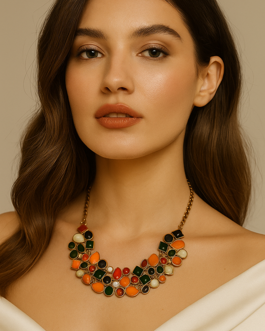 Multicolor Gemstone Statement Necklace