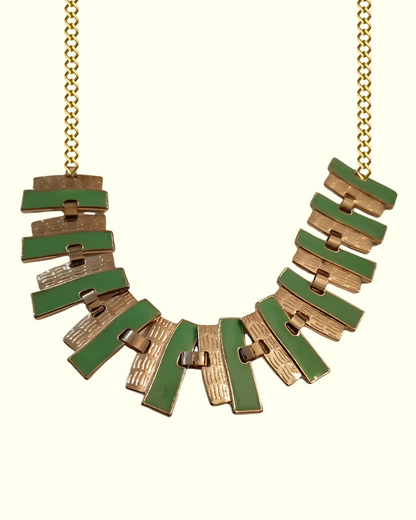 Geometric Green Gold Necklace