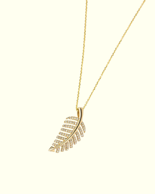 Diamond Small Leaf Pendant Necklace