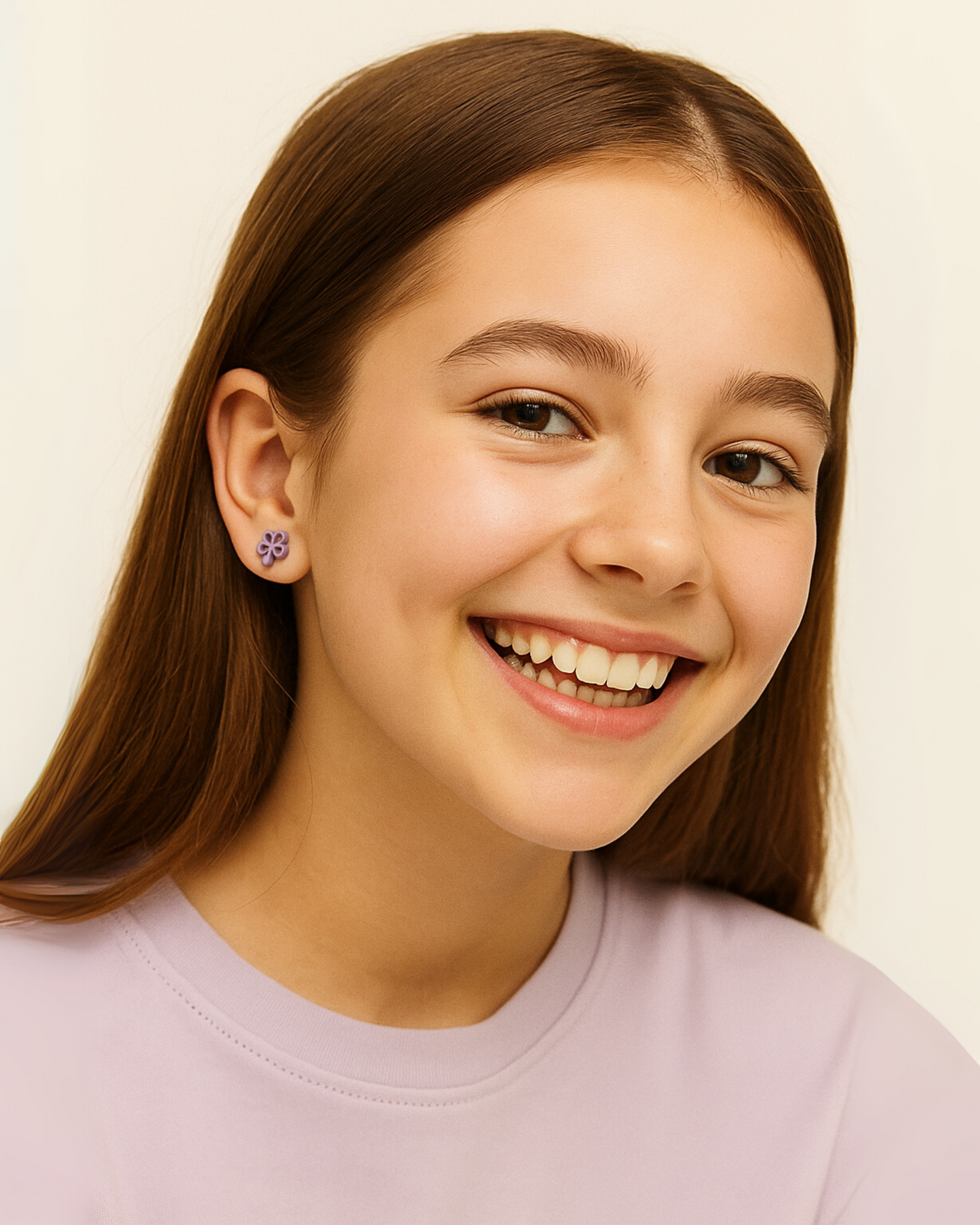 Purple Clover Stud Earrings