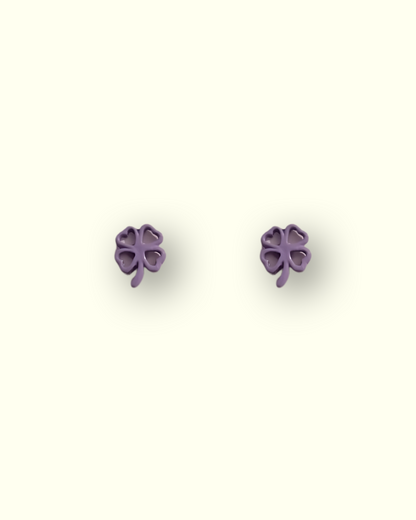 Purple Clover Stud Earrings