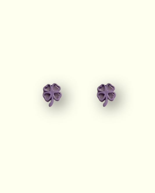 Purple Clover Stud Earrings