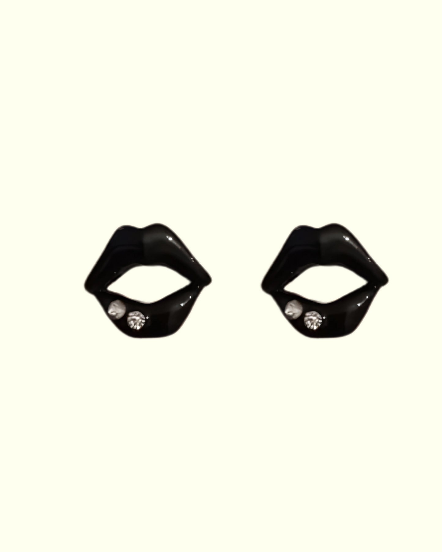 Black Lips Stud Earrings