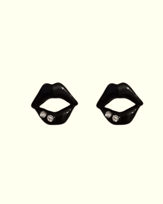 Black Lips Stud Earrings