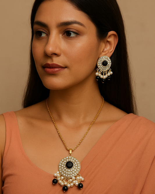 Black & Gold Pearl Jewelry Set