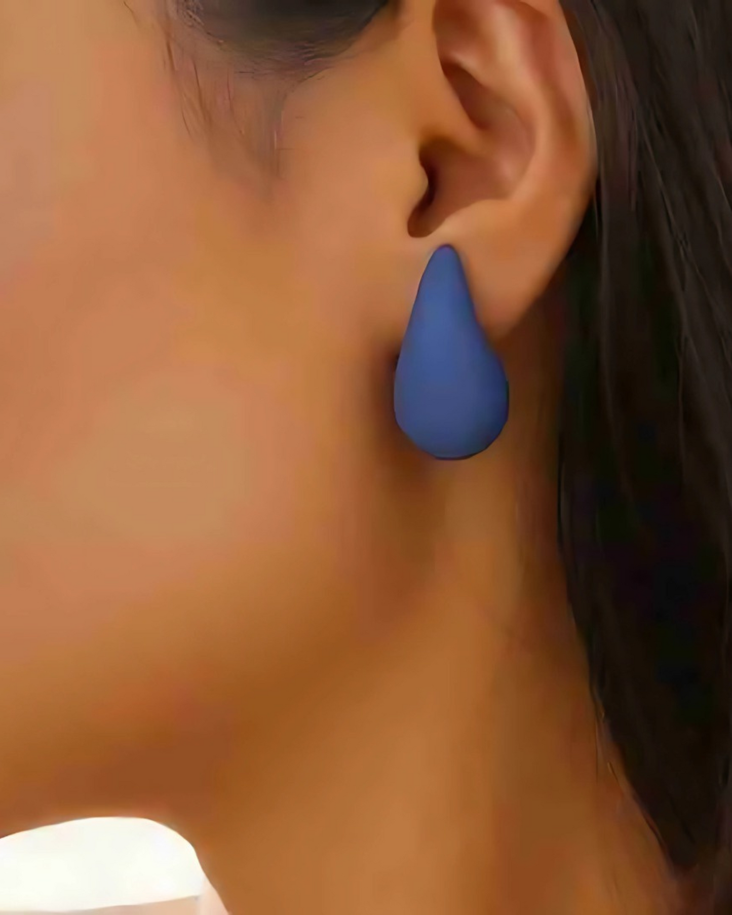 Chubby Blue Teardrop Stud Earrings