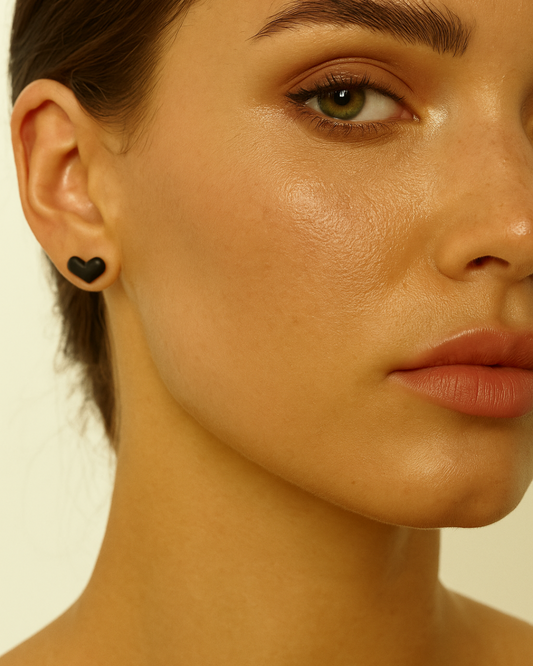 Black Heart Stud Earrings