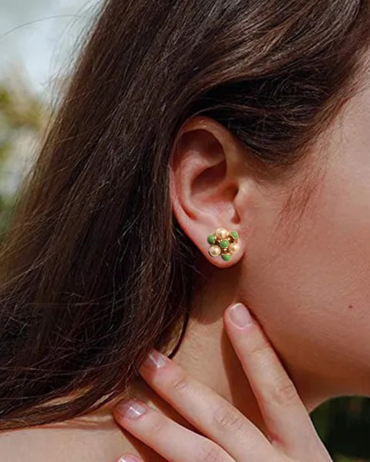 Golden & Green Pearl Earrings