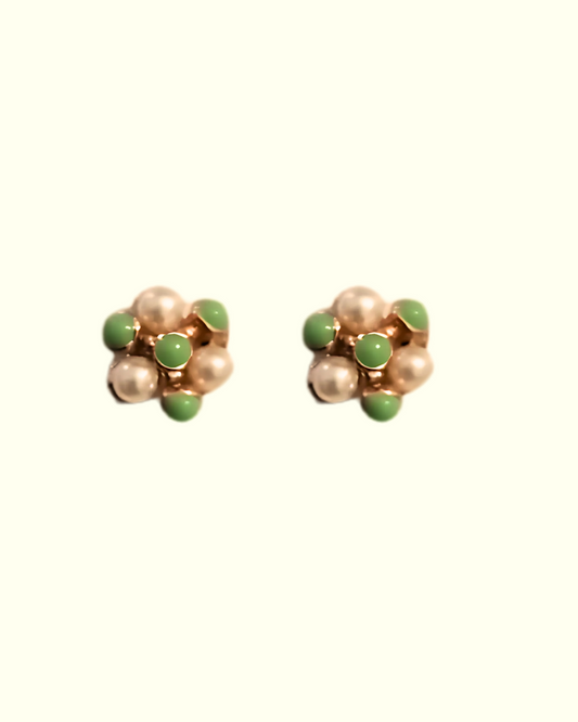 Golden & Green Pearl Earrings