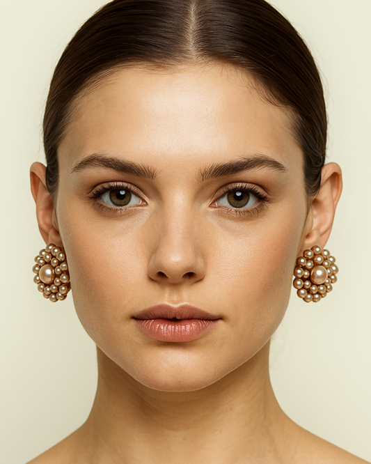 Golden Pearl Cluster Earrings