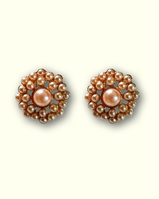 Golden Pearl Cluster Earrings