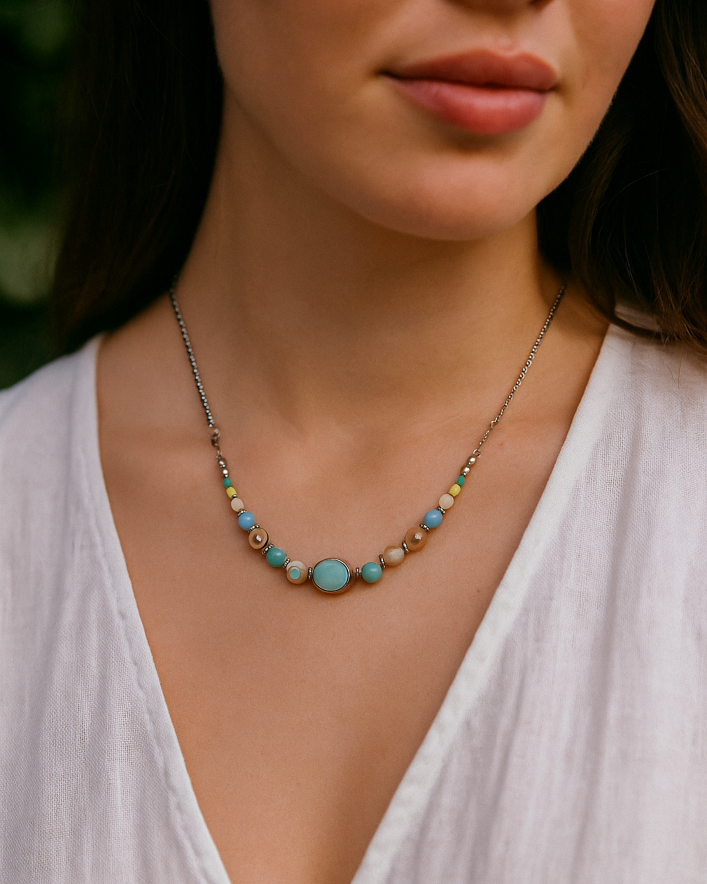 Turquoise & Natural Stone Beaded Necklace