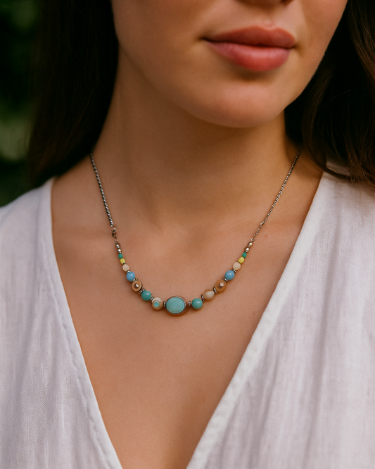 Turquoise & Natural Stone Beaded Necklace