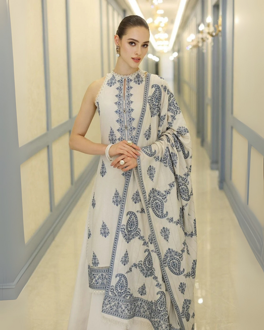 Embroidered 3-Piece Dhanak Suit