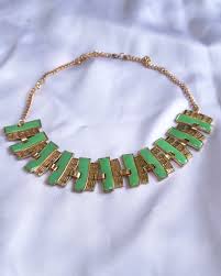 Geometric Green Gold Necklace