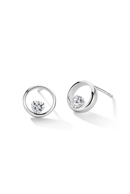 Green & Silver Moon Stud Earrings