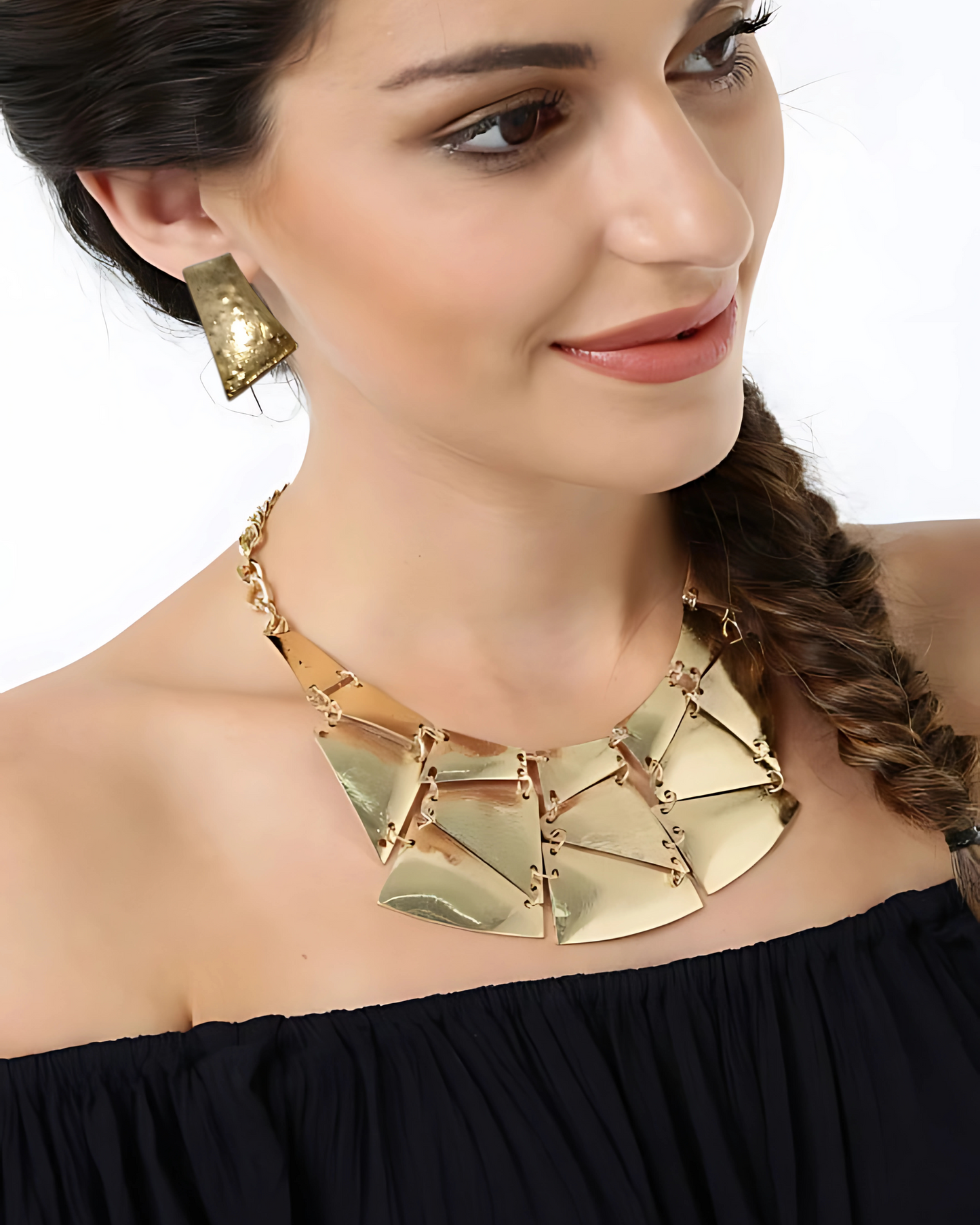 Antique Gold Geometric Statement Necklace